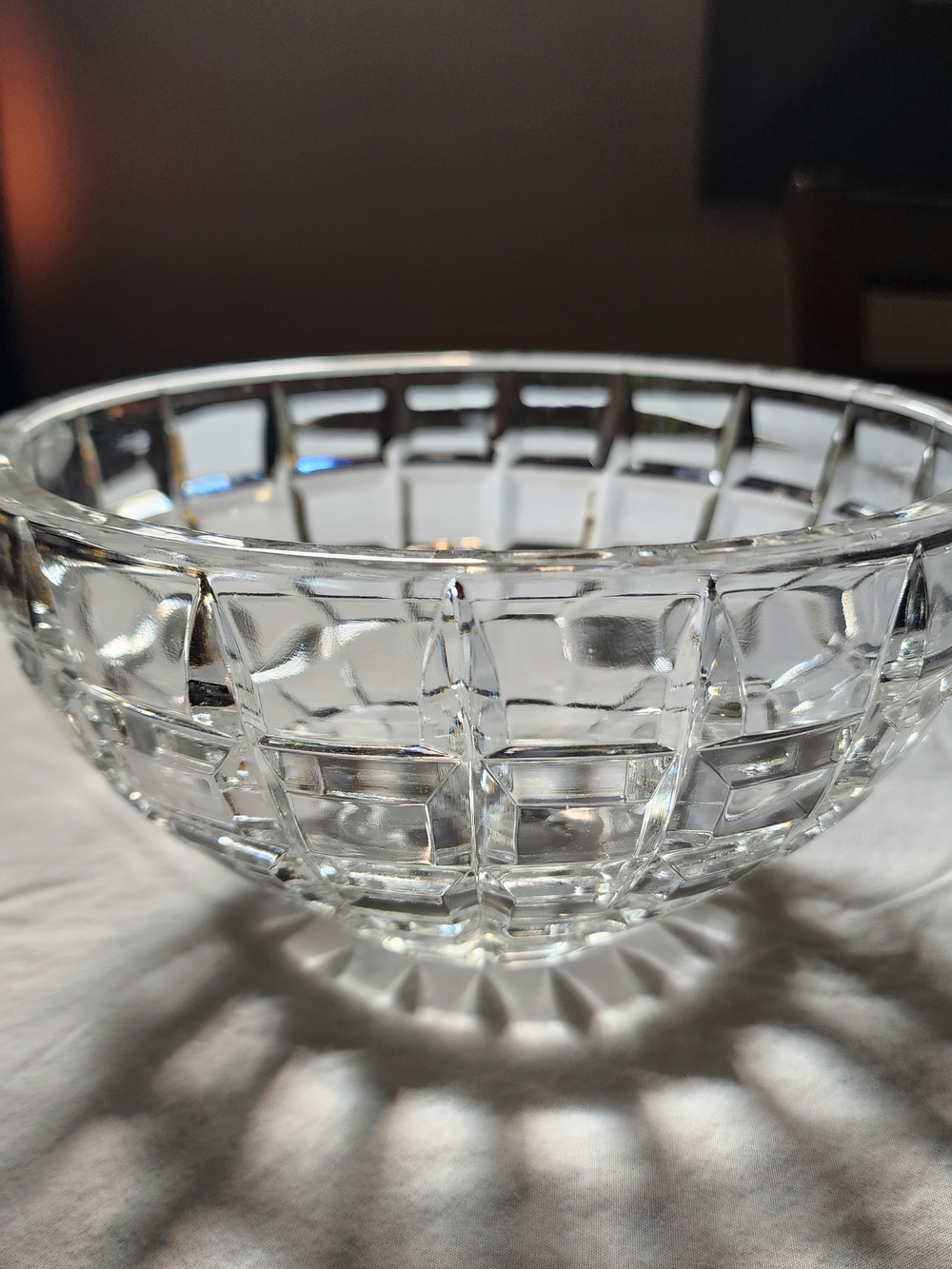 Cut Crystal Glass Serving Bowl - Clear